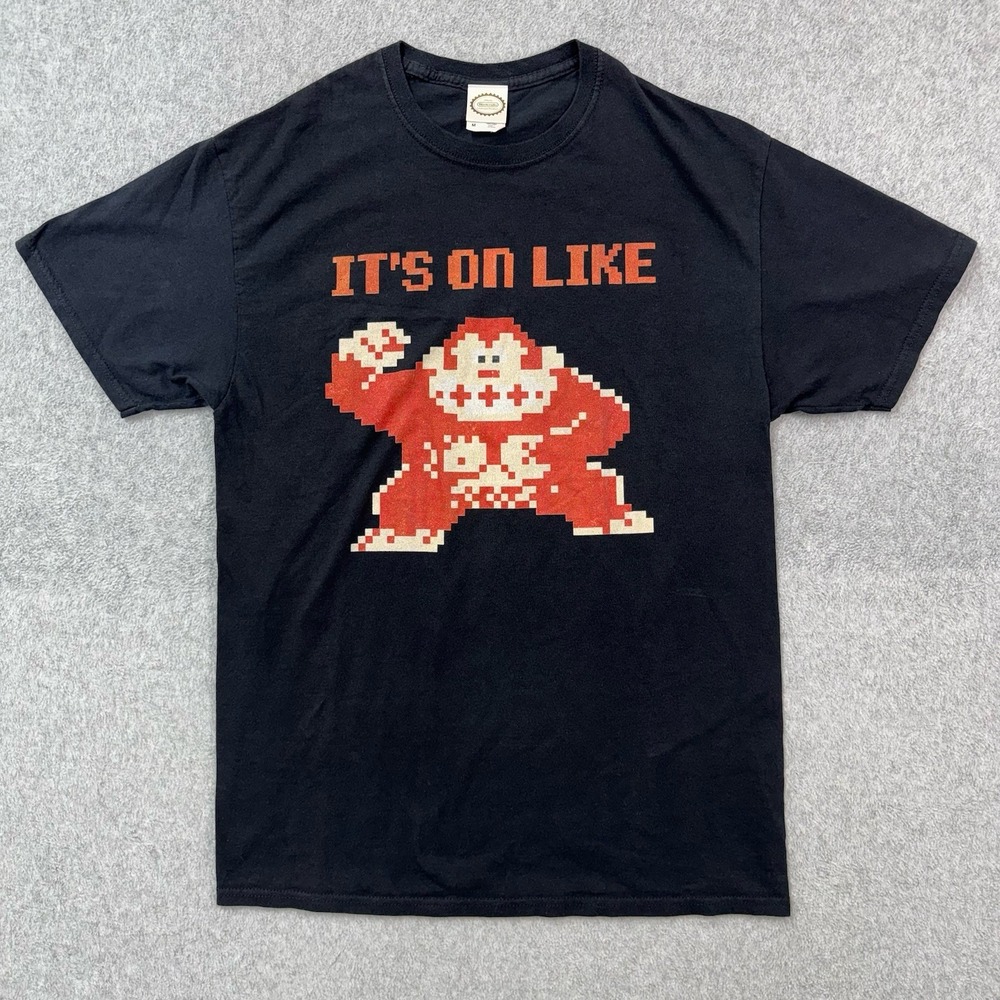 Nintendo Donkey Kong T-Shirt Men's M Black It's On Like Pixel Graphic Gaming